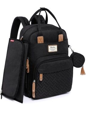 Ruvalino Diaper Bag Backpack - Waterproof, Large 26L Capacity, Black